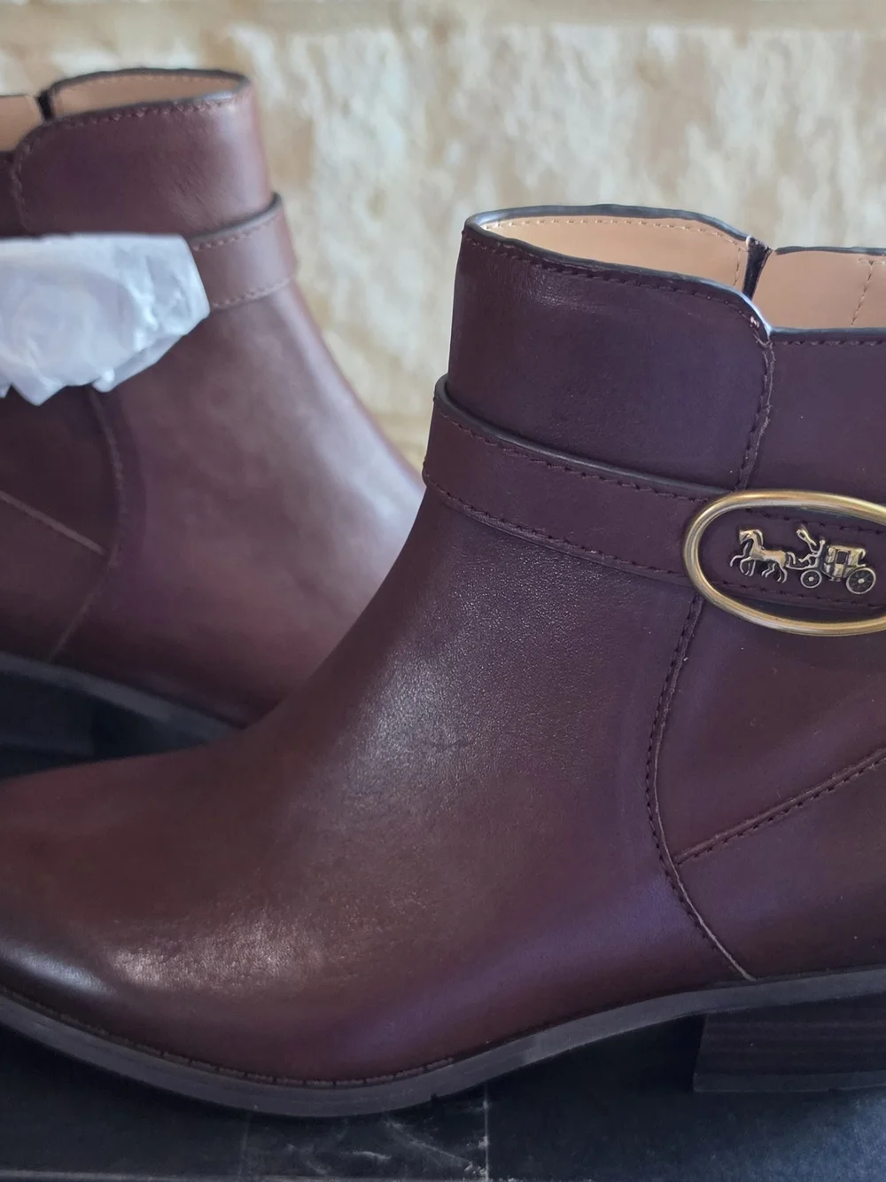 Coach Women's Walnut Leather Ankle Boots